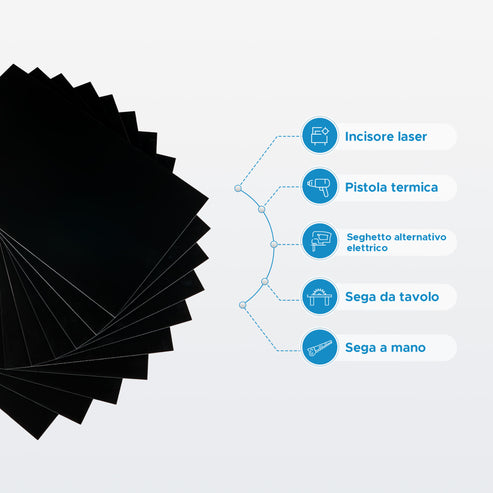 10 Fogli di Acrilico Nero Semitrasparenti per Incisione Taglio Laser per Progetti Fai da Te