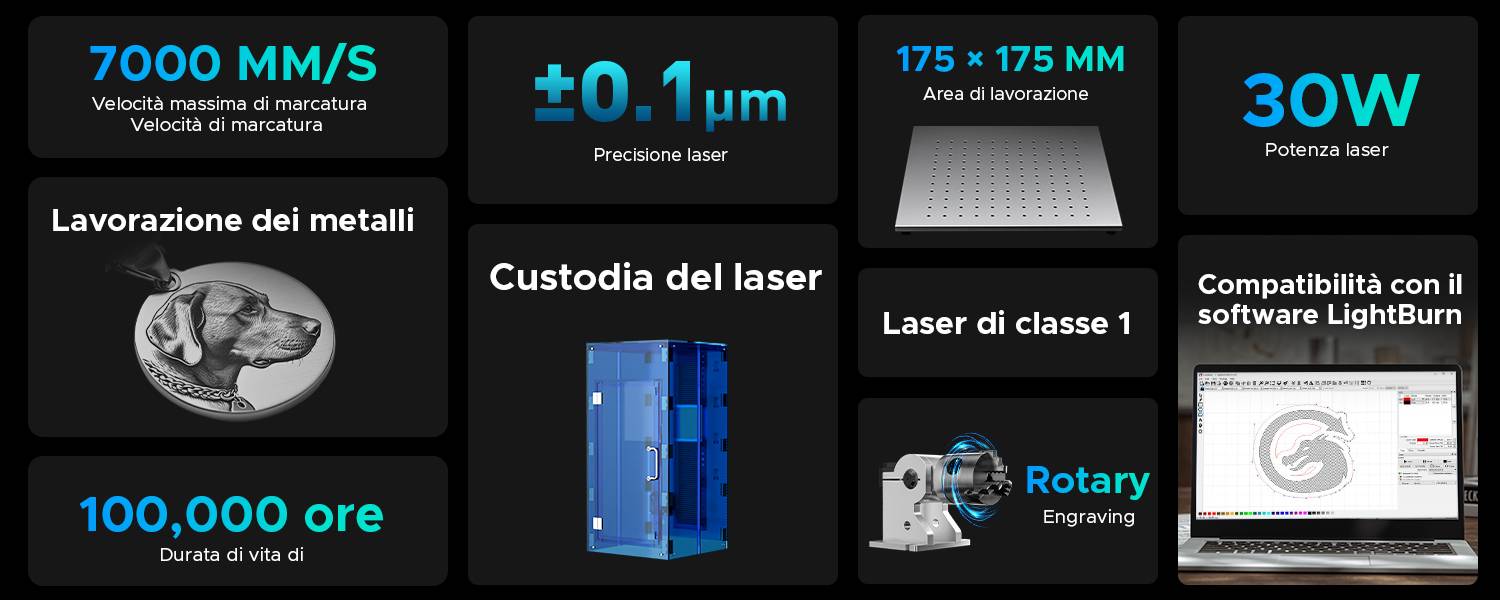 INCISORE LASER 30W MARCATURA DEL METALLO