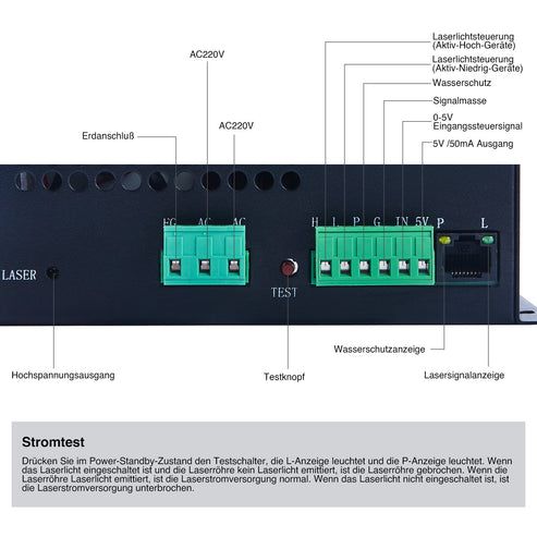 Alimentatore e alimentatore laser CO2 100W | LN-100